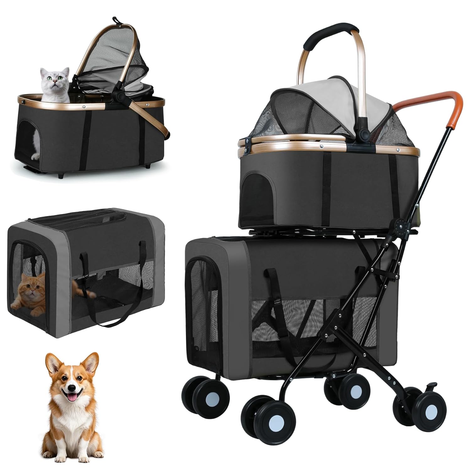 Double Pet Stroller for Dogs a - Pet Stroller Carrier 评论和价格