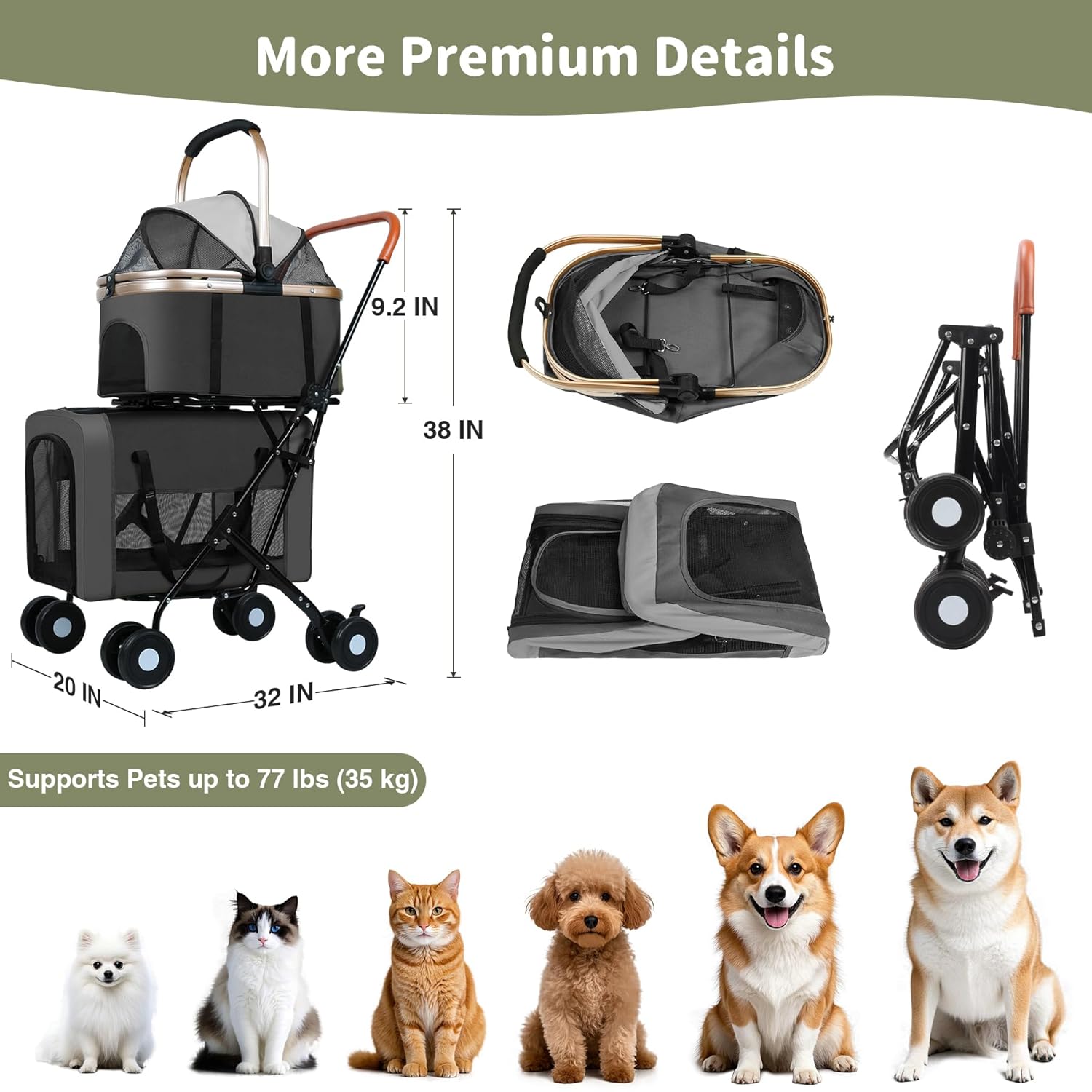 Double Pet Stroller for Dogs a - Pet Stroller Carrier 评论和价格
