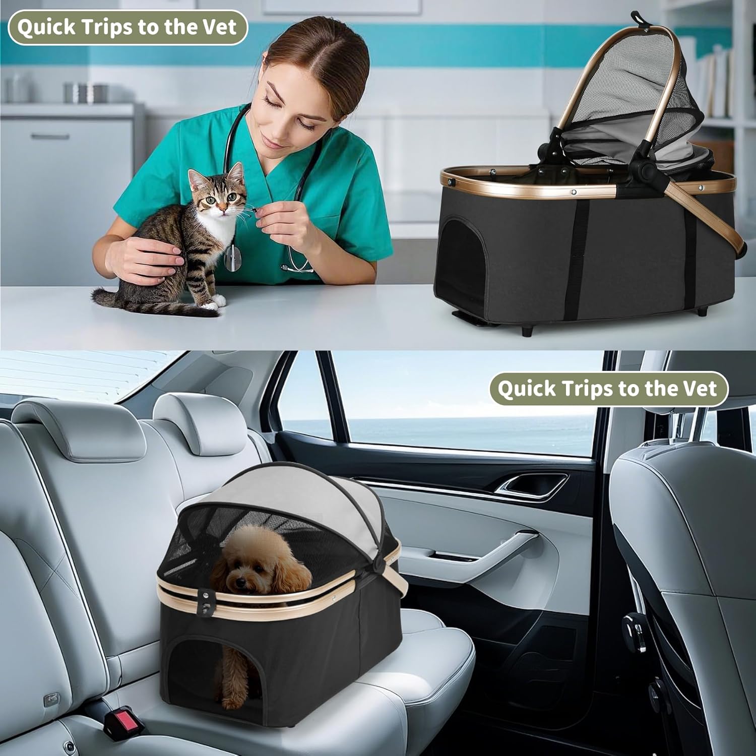 Double Pet Stroller for Dogs a - Pet Stroller Carrier 评论和价格