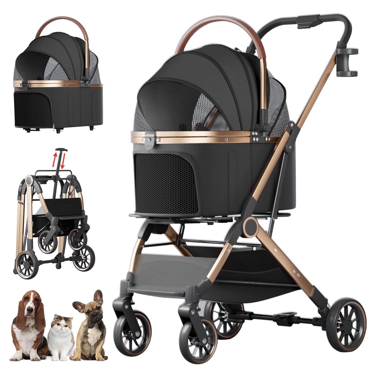 4 Wheels Pet Stroller for Smal - Pet Stroller Carrier 评论和价格