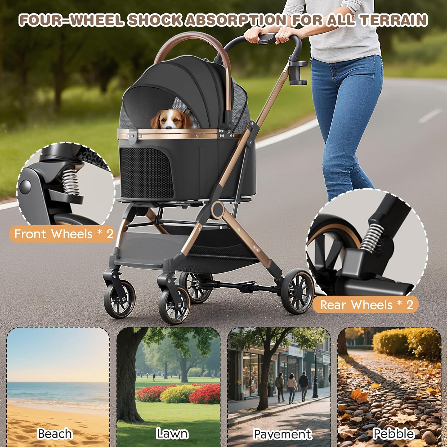 4 Wheels Pet Stroller for Smal - Pet Stroller Carrier 评论和价格