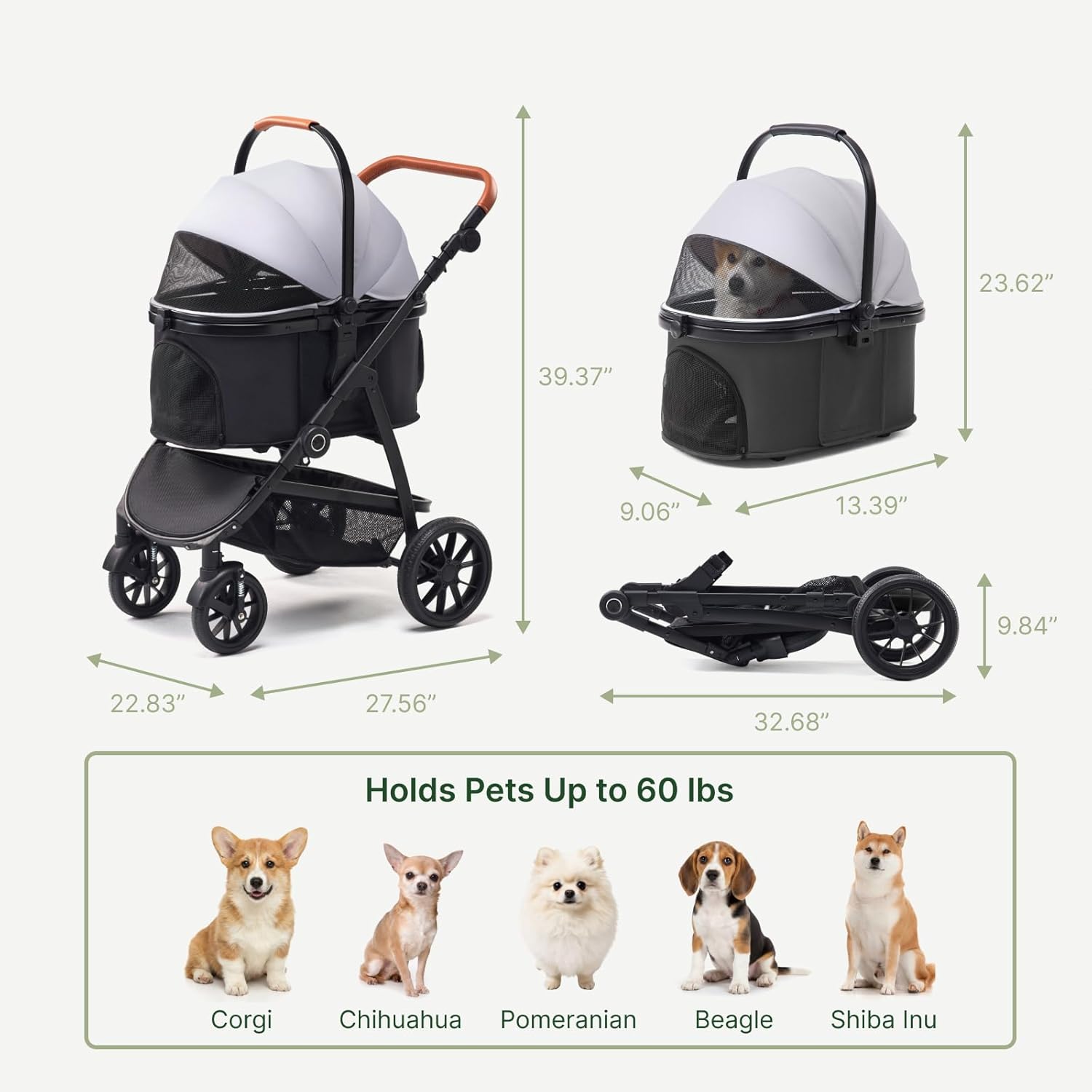 3-in-1 Pet Stroller for Medium - Pet Stroller Carrier 评论和价格