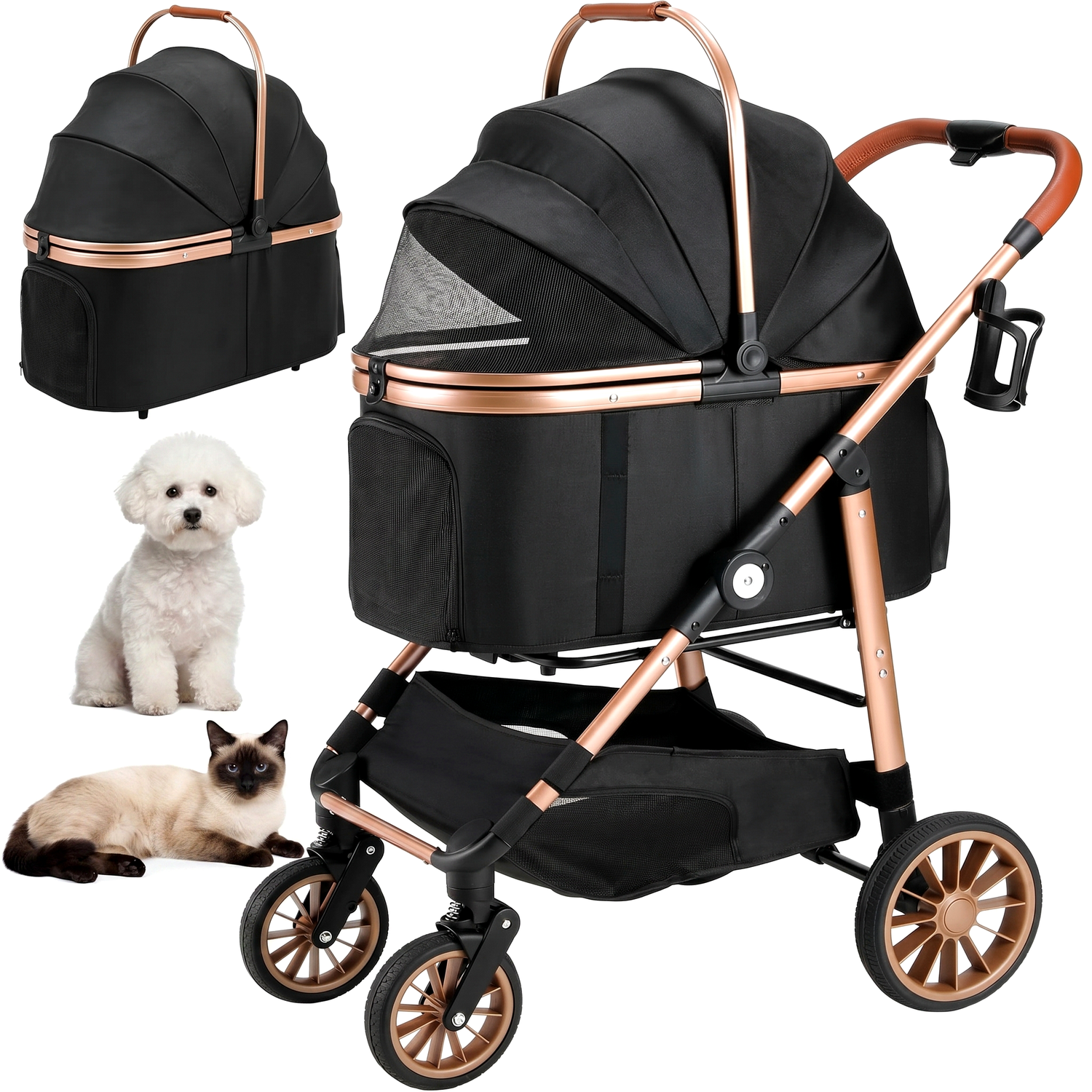 Foldable Pet Stroller for Medi - Pet Stroller Carrier 评论和价格