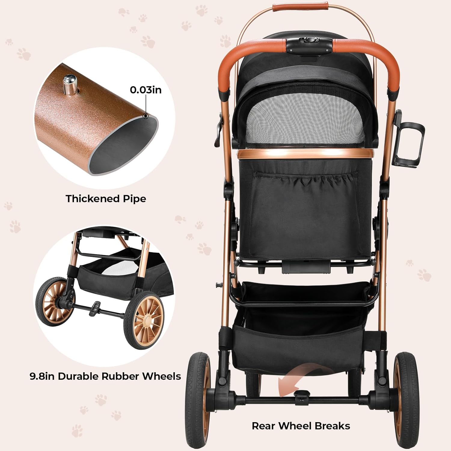 Foldable Pet Stroller for Medi - Pet Stroller Carrier 评论和价格