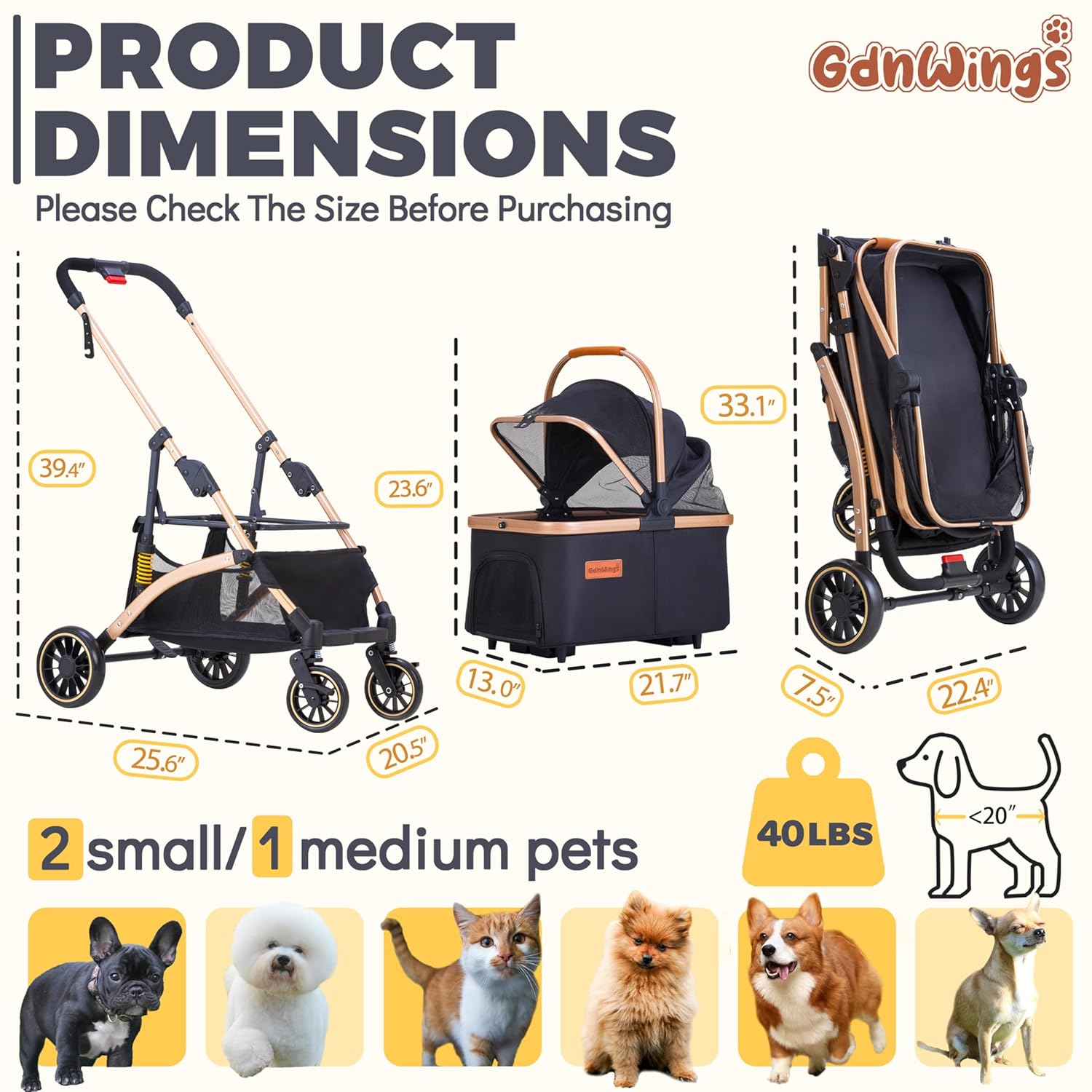 Dog Stroller for Small Dogs, L - Pet Stroller Carrier 评论和价格