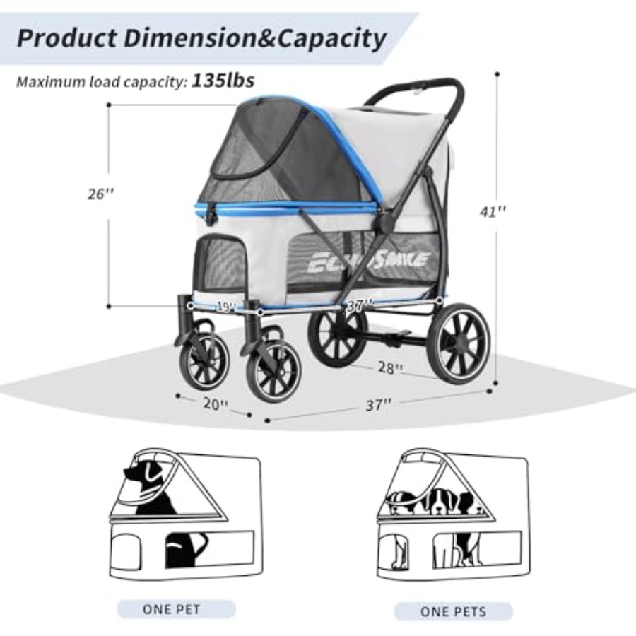 EchoSmile Dog Stroller for Lar - Pet Stroller Carrier 评论和价格