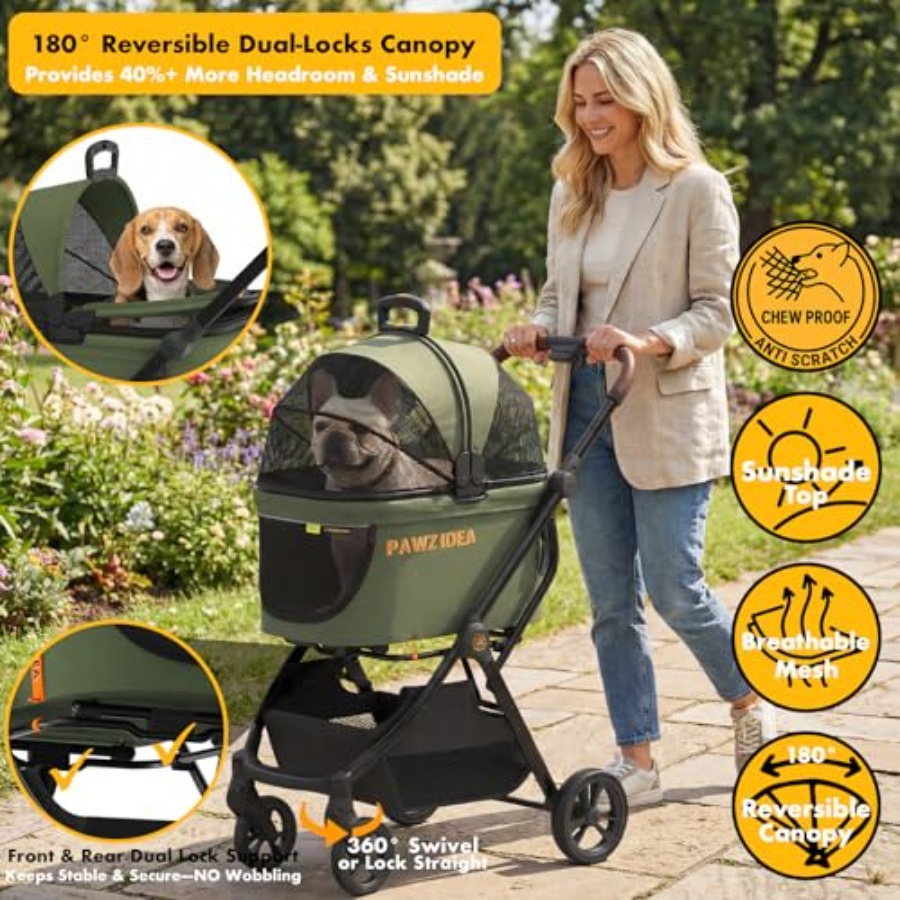 PAWZIDEA Pet Stroller 4 in 1,  - Pet Stroller Carrier 评论和价格