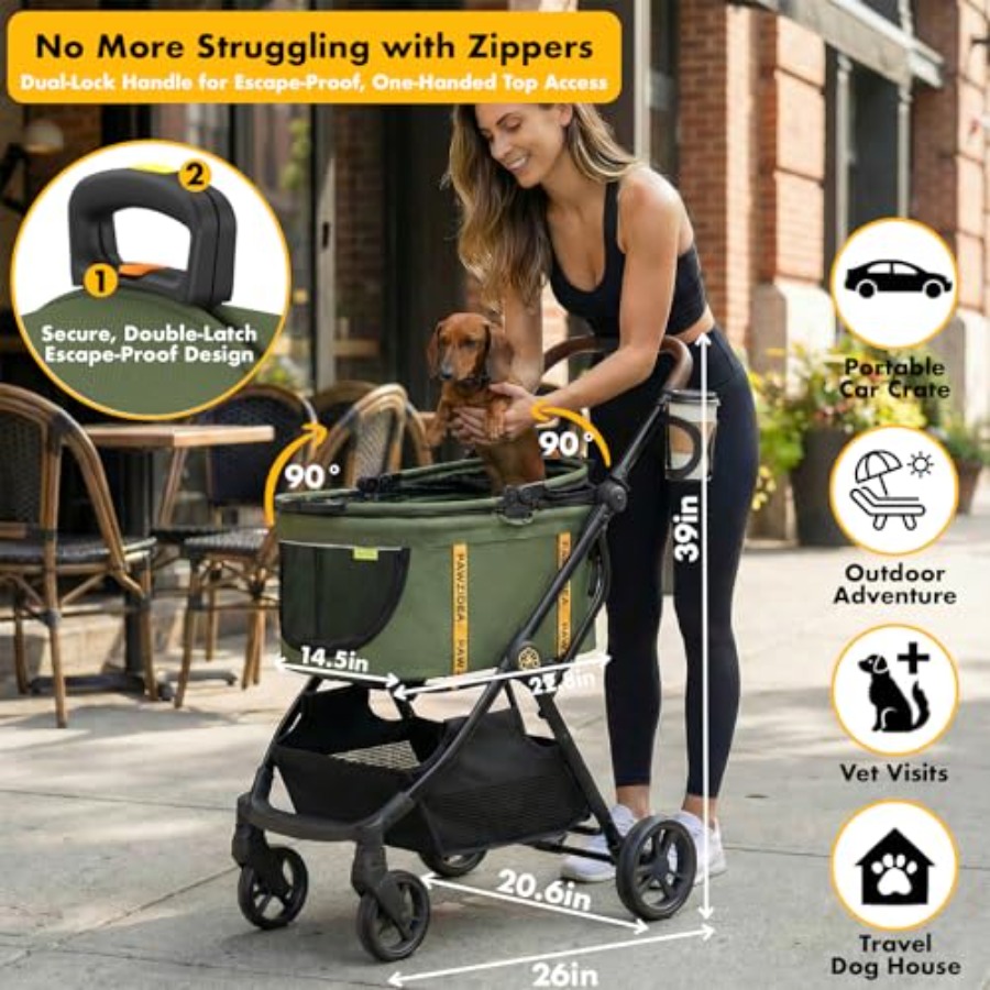 PAWZIDEA Pet Stroller 4 in 1,  - Pet Stroller Carrier 评论和价格