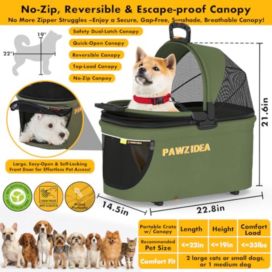PAWZIDEA Pet Stroller 4 in 1,  - Pet Stroller Carrier 评论和价格