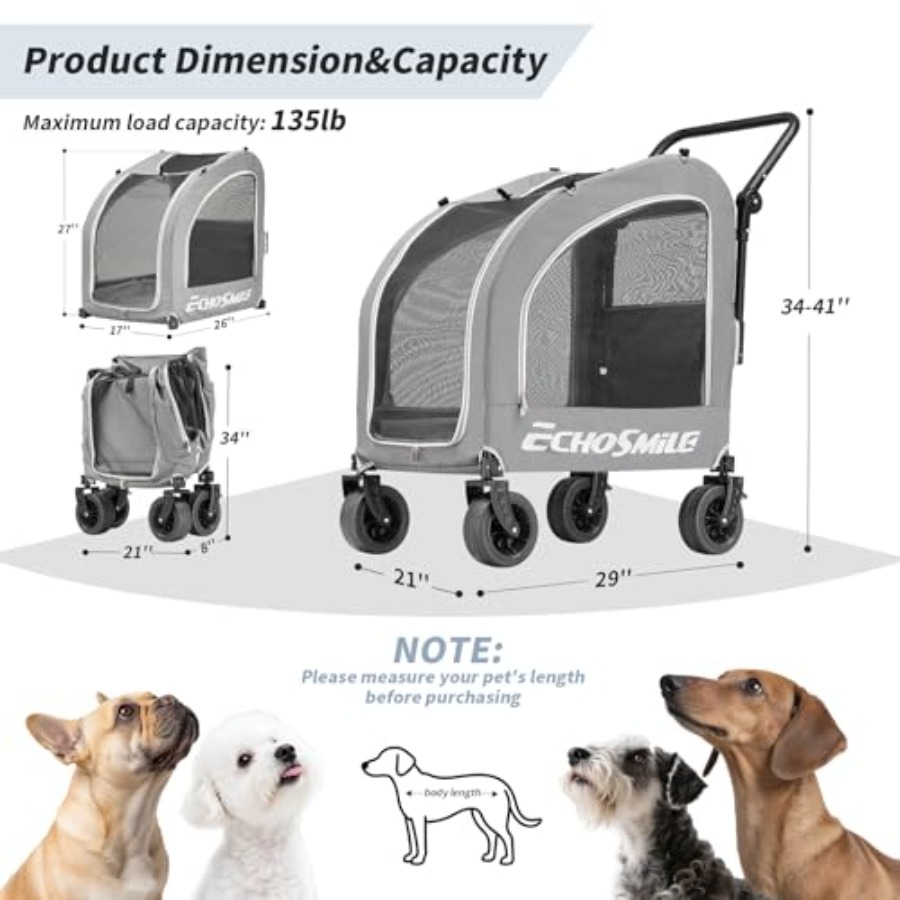 EchoSmile 4 Wheels Pet Strolle - Pet Stroller Carrier 评论和价格