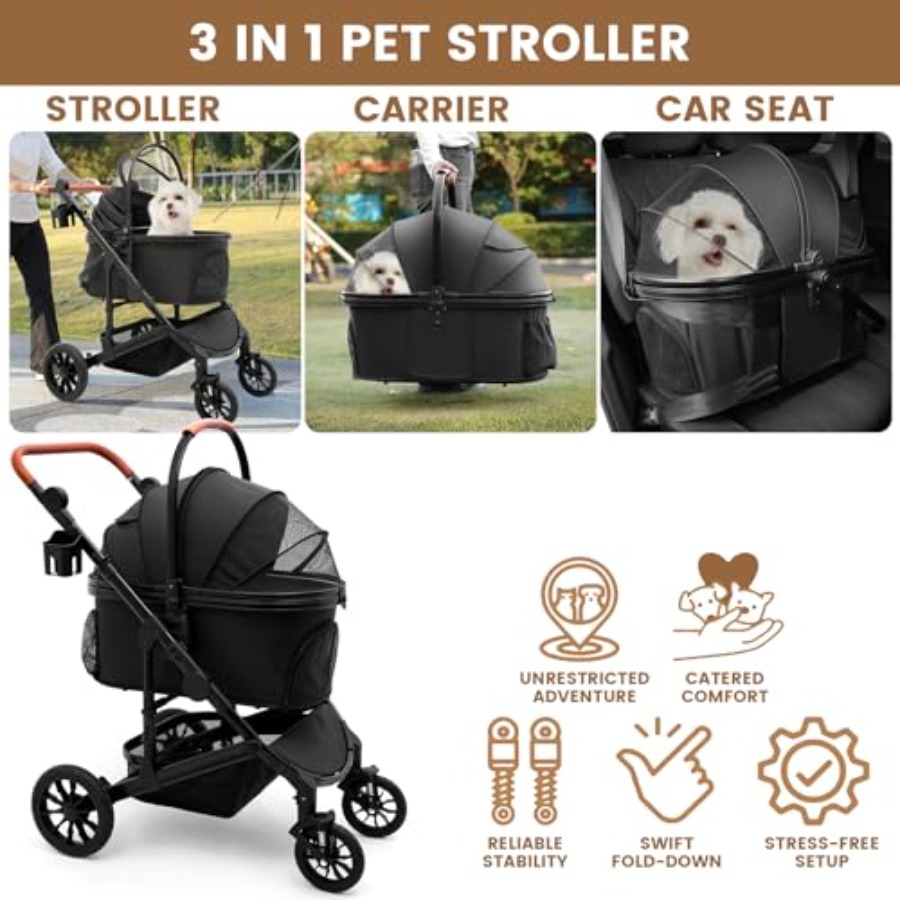 Bicystar Pet Stroller for Medi - Pet Stroller Carrier 评论和价格