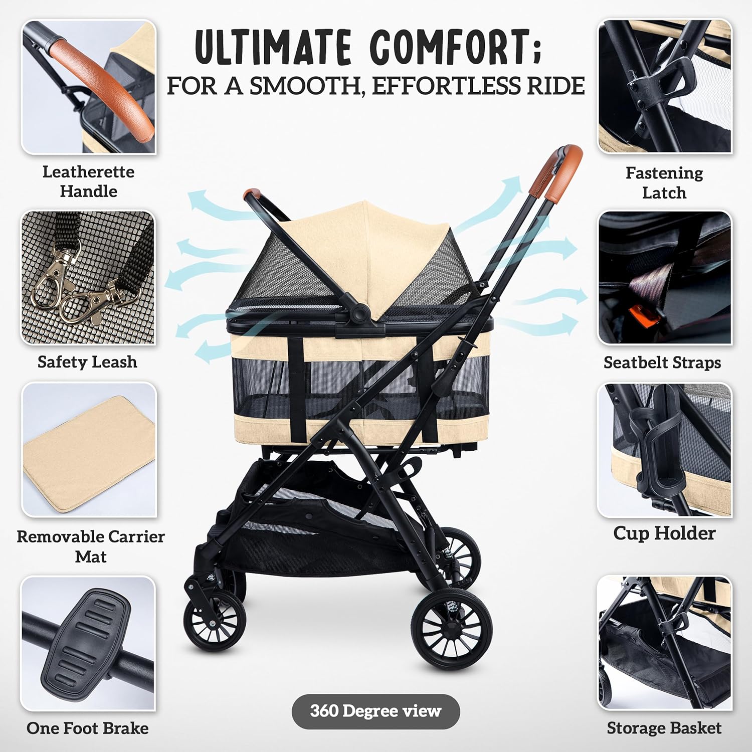 Pet Stroller with Detachable C - Pet Stroller Carrier 评论和价格
